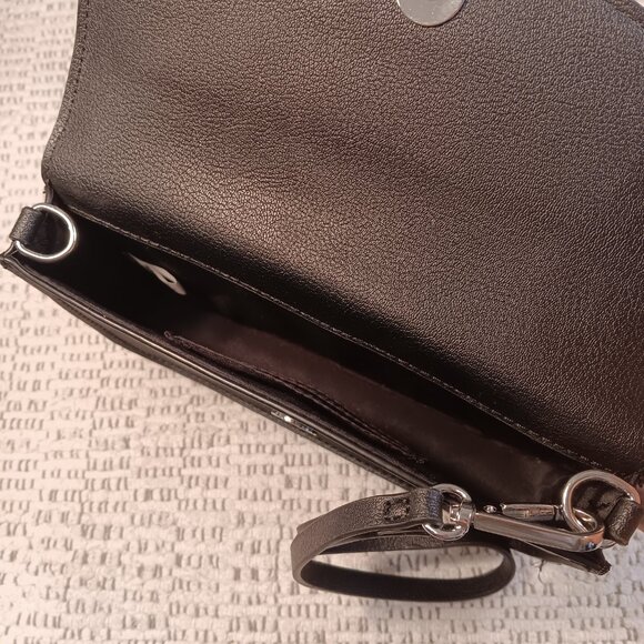 Nine West black faux leather wristlet & chain convertible straps handbag purse - Picture 7 of 15